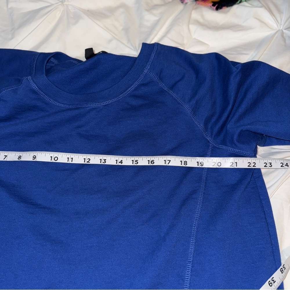 ellos Plus Size French Terry Zip Pocket Tunic Top 14/16 Blue, 3/4 Sleeves​​​ - Picture 11 of 14